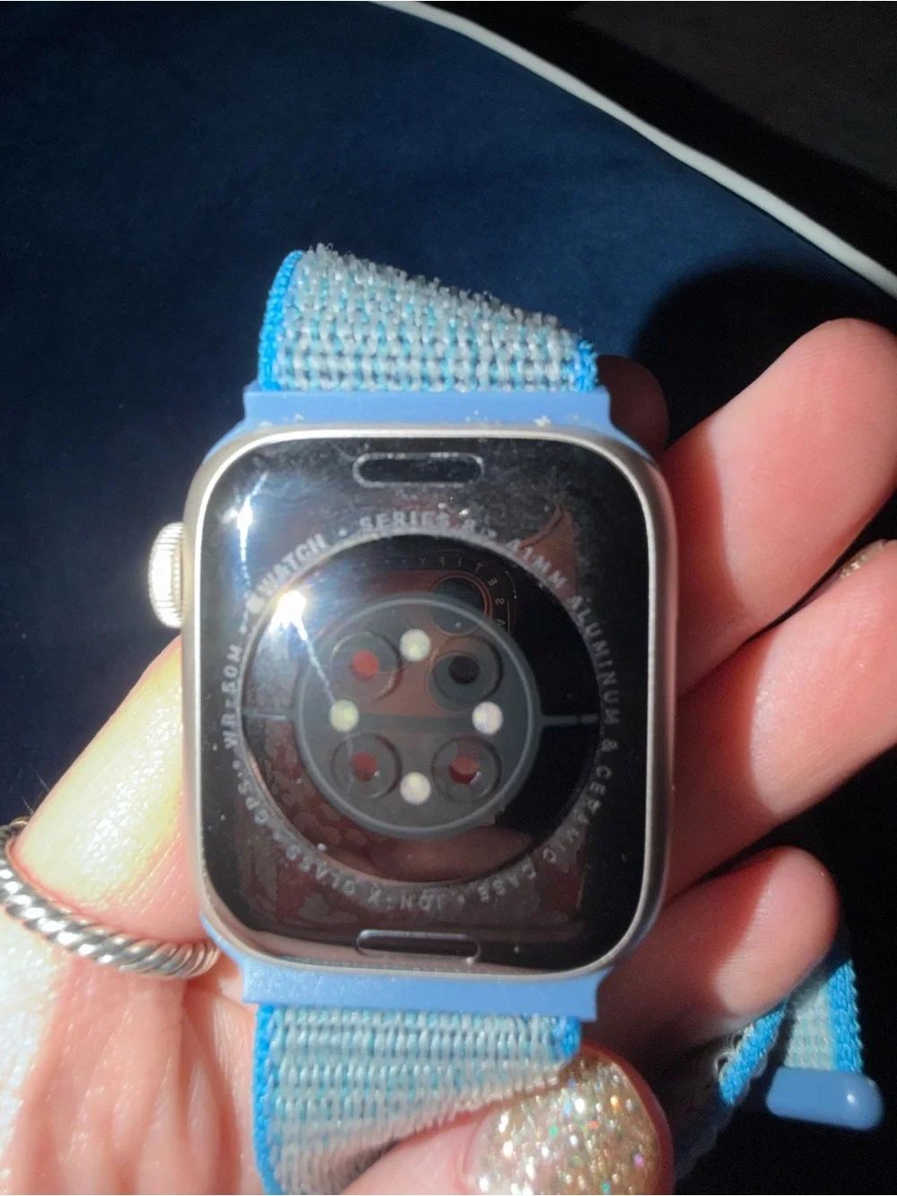 Apple Watch Series 8 41 mm with Light Blue Sport Loop Band